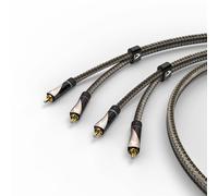 Câble audio, 2 fich. RCA mâles - 2 fich. RCA mâles, text., doré, 0,5 m