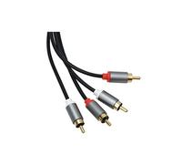 Câble Audio 2 RCA vers 2 RCA Double Blindage avec Connecteurs Plaqués Or 1,5m Noir