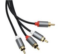 Câble Audio 2 RCA vers 2 RCA Double Blindage avec Connecteurs Plaqués Or 3m Noir