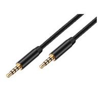 Câble Audio 3,5mm avec Connecteurs Plaqués Or en Nylon Tressé 5m Avizar Noir Noir