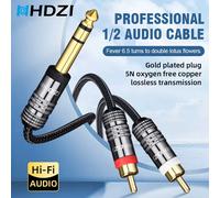 Câble audio 6,35 vers 2 RCA avec plaquage or, câble adaptateur de distribution en Y stéréo pour haut-parleur 6,35 mm vers 2 RCA, récepteur AV pour haut-parleur 1M