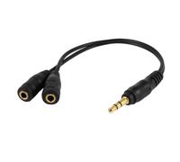 Câble audio - Adaptateur - 23 cm - Fiche mâle - Connecteur femelle Jack - Noir