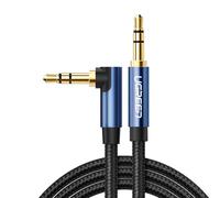 Câble audio AUX coudé avec 2 mini-jacks 3,5 mm, 1 m, bleu.