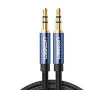 Câble audio AUX tressé résistant, mini-jack 3,5 mm, 1 m, bleu