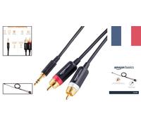 Câble Audio Auxiliaire 3,5 mm à 2 RCA - Qualité Professionnelle, 1,2 m Noir
