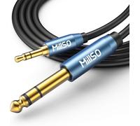 Câble audio auxiliaire 3,5 mm vers 6,35 mm mâle 6,35 mm vers fiche TRS 3,5 mm stéréo auxiliaire pour amplificateur de basse, guitare, piano, casque, haut-parleur et chaîne HiFi - 2,4 m