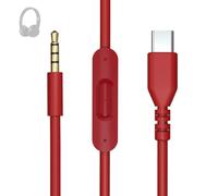 Câble audio auxiliaire de rechange USB-C vers jack 3,5 mm avec microphone en ligne et contrôle du volume, compatible avec Beats by Dr Dre Solo2/Solo3/Solo Pro, Studio2/Studio3/Studio Pro (rouge)