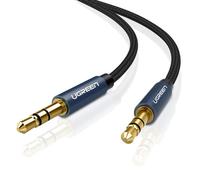 UGREEN Câble Jack Audio 3.5mm Mâle vers Mâle Cable Auxiliaire Jack Stéréo en Nylon Tressé Bleu Compatible avec iPhone Se 6S 5S iPod iPad Galaxy S7 Autoradio Casque MP3 Enceinte Chaine HiFi (1M)