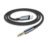Cable Audio Auxiliaire Voiture 1M,Câble Lightning vers Jack 3.5mm Mâle Stéréo,Cable Adaptateur iPhone Jack 3.5 mm Tressé Nylon pour iPhone 14 13 12 11 X 8 7 6 5 SE,iPad,Autoradio,Haut-parleurs,Casques