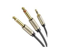 - câble audio câble mini jack 3.5 mm - 2 x jack 6.35 mm 1m gris (AV126)