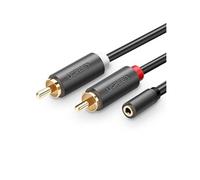 Ugreen 10561 Câble adaptateur Jack 3,5 mm femelle vers 2 RCA mâles stéréo 20 cm Noir