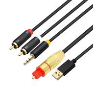 Câble audio coaxial numérique analogique USB,AUX SPDIF vers 3,5 mm + 2 prises RCA convertisseur pour TV,PS4,lecteur Blu-Ray,haut-parleur multimédia,1.5 Meters