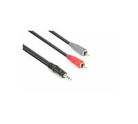 Vonyx Câble Audio Cordon Jack 3,5 Stéréo/2x RCA Mâle - 1,5m Noir