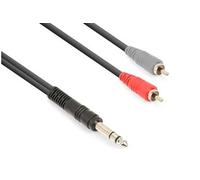 Câble Audio Cordon Jack 6,35 Stéréo/2x RCA Mâle - 1,5m