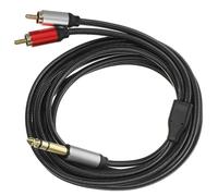 Câble Audio de Conversion 6,35mm Stéréo vers 2 Connecteurs Audio Noir | Cuivre Étamé sans Oxygène, du Bruit et Faible Perte, pour Régies Dj et Sonorisation Domestique