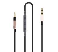 Câble audio de rechange compatible avec casques Sennheiser HD6 Mix, HD 7 DJ, HD 8 DJ, compatible avec iPhone avec micro intégré et contrôle du volume à distance Noir