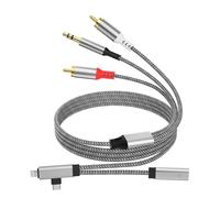 Câble audio de type C à 3,5 mm et 2 câbles audio RCA, Li-ght-ning à 3,5 mm et 2 câbles adaptateurs stéréo RCA, avec prise de charge USB C, adapté pour TV, ordinateur, téléphone portable, lecteur