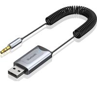 Câble audio de voiture Usb Bluetooth Adaptateur Aux 3.5mm Jack Récepteur Emetteur Dongle mains libres kIT argent gris