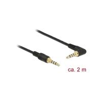 Câble Audio DeLOCK 85613 - 3,5mm Mâle/Mâle 2m Noir - Connecteurs Plaqué Or AWG24 - Facteur de Forme : Courbe/Droit