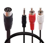 Câble audio DIN 8 broches vers RCA et 3,5 mm, prise mâle DIN 8 broches vers 3,5 mm + câble adaptateur auxiliaire stéréo TRS mâle pour récepteur lecteur CD caisson de basses 1,8 m (RCA mâle)