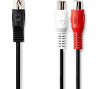 Câble audio DIN | DIN 5-Pin Mâle | 2x RCA Femelle | Nickelé | 0.20 m | Rond | PVC | Noir | Label