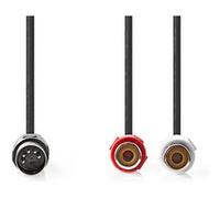 Nedis Câble audio DIN 5 broches – 2 RCA femelles, 0,20 m, rond, PVC, plaqué nickel, noir
