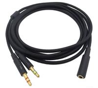 Câble audio double prise jack 3,5 mm 2 m Connecteurs plaqués or Paire torsadée Design pour iPhone iPad ordinateur portable voiture Hi-Fi Système de haut-parleurs Noir