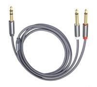 Câble audio en Y de qualité supérieure de 6,35 mm, cuivre sans oxygène plaqué or pour cordon audio tressé avec coque en aluminium anodisé pour console de mixage et (7,6 mètres)