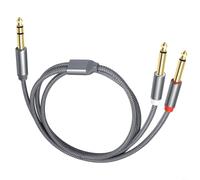 Câble audio en Y de qualité supérieure de 6,35 mm, cuivre sans oxygène plaqué or pour cordon audio tressé avec coque en aluminium anodisé pour console de mixage et (2 mètres)