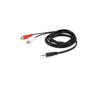 Câble Audio Equip 147093 - 250m - 2x RCA Femelle vers Jack 3.5mm Mâle - Contacts Or - Diamètre 3mm - PVC Noir