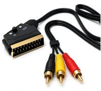 Câble audio et vidéo commutable péritel vers 3 x RCA 1,5 m - Compatible avec TV, DVD, magnétoscopes et consoles de jeux