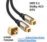 câble Audio Fiber optique hi-fi 5.1 SPDIF, pour boîtier TV, PS4, barre de son filaire, amplificateur de caisson de basses 0.9m 1.8m 3m 4.5m 15m