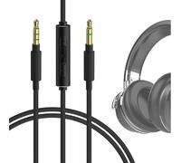 Câble audio Geekria avec micro compatible avec COWIN E7 E8, câble pour casque Anker Soundcore Space One, 3,5 mm vers 3,5 mm, câble de remplacement en nylon tressé (4 ft / 1,2 m) avec micro en ligne