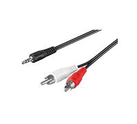 Câble Audio Goobay 50018 1.5m, Connecteur 3.5mm Mâle vers 2x RCA Mâle, AWG 29, Noir, RoHS, CE, WEEE