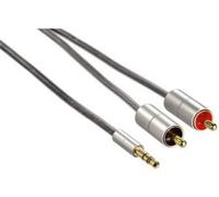 Câble audio Hama 00080864 [1x Jack mâle 3.5 mm - 2x Cinch-RCA mâle] 1.00 m argent contacts dorés