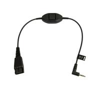 Câble audio Jabra 8800-00-55 QD vers jack 2.5mm mâle, 0.3m, noir - Connecteurs droit et courbe, Plug and Play - Code 85189000