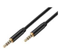 Câble Audio Jack 3,5 mm Double Connecteur Mâle Bolaris 1,5 m Tressé Noir