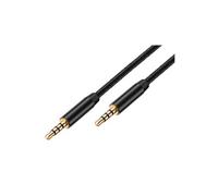 Câble Audio Jack 3,5 mm Double Connecteur Mâle Bolaris 1,5 m Tressé Noir