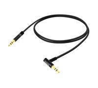 Câble Audio Jack 3.5 mm Mâle-Mâle Auxiliaire Embout coudé à 90° 1m Noir