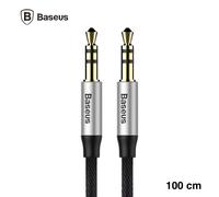 Câble Audio Jack 3.5mm - Jack 3.5mm 1m, Baseus [Cam30-Bs1] [Yiven] Câble Audio Double Jack 3.5mm Tressé [Black/Silver] - Noir/Argent