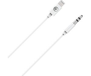 Câble Audio Jack 3.5mm / Lightning 90cm Blanc Bigben