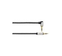 Câble audio, jack mâle 3,5 mm/jack 90 °, stéréo, textile, doré, 0,5 m