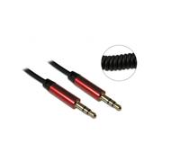 Câble audio jack stéréo 3 5 mm mâle/mâle spirale 1 m - noir et rouge