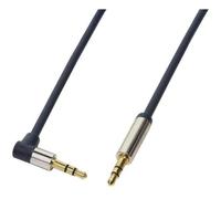 Câble audio LOGILINK 2 x jack mâle 3,5 mm 1 m coudé - Bleu foncé - Conducteurs en cuivre - Boitier en aluminium