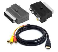 Câble Audio mâle 1080P s-vidéo vers 3 RCA AV, Compatible HDMI, avec adaptateur SCART vers 3 RCA Phono