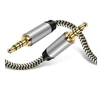 Câble audio mâle vers mâle - 5 m - 3,5 mm - 4 pôles - En nylon tressé - Pour écouteurs, PS4, téléphone, tablettes, casque, PC, ordinateur portable et plus - 5 m
