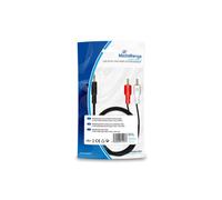 Câble audio MediaRange MRCS164 - 1m, 2x RCA mâle vers 3.5mm mâle, contacts plaqués or, AWG 28, blindage magnétique, noir