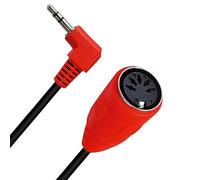 Câble audio MIDI DIN 5 broches femelle vers 90 degrés 3,5 mm 1/8" TRS stéréo Jack Audio Discool 5 broches Câble DIN pour haut-parleur, amplificateur, mixe, clavier MIDI (0,5 m/1,7 FT/rouge)