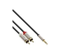 Câble audio mince de 3,5 mm mâle à 2x RCA mâle de 1 m