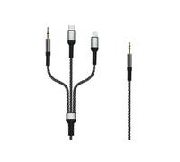 Câble Audio Multi embouts Jack 3.5mm USB-C Lightning vers Jack 3.5mm 1.5m LinQ
